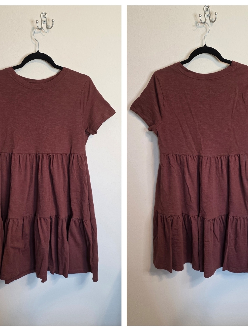 Old Navy Brown Tiered Short Sleeve Dress